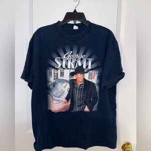 Vintage George Strait Concert Graphic T-Shirt - Mens Size Large Dark Blue
